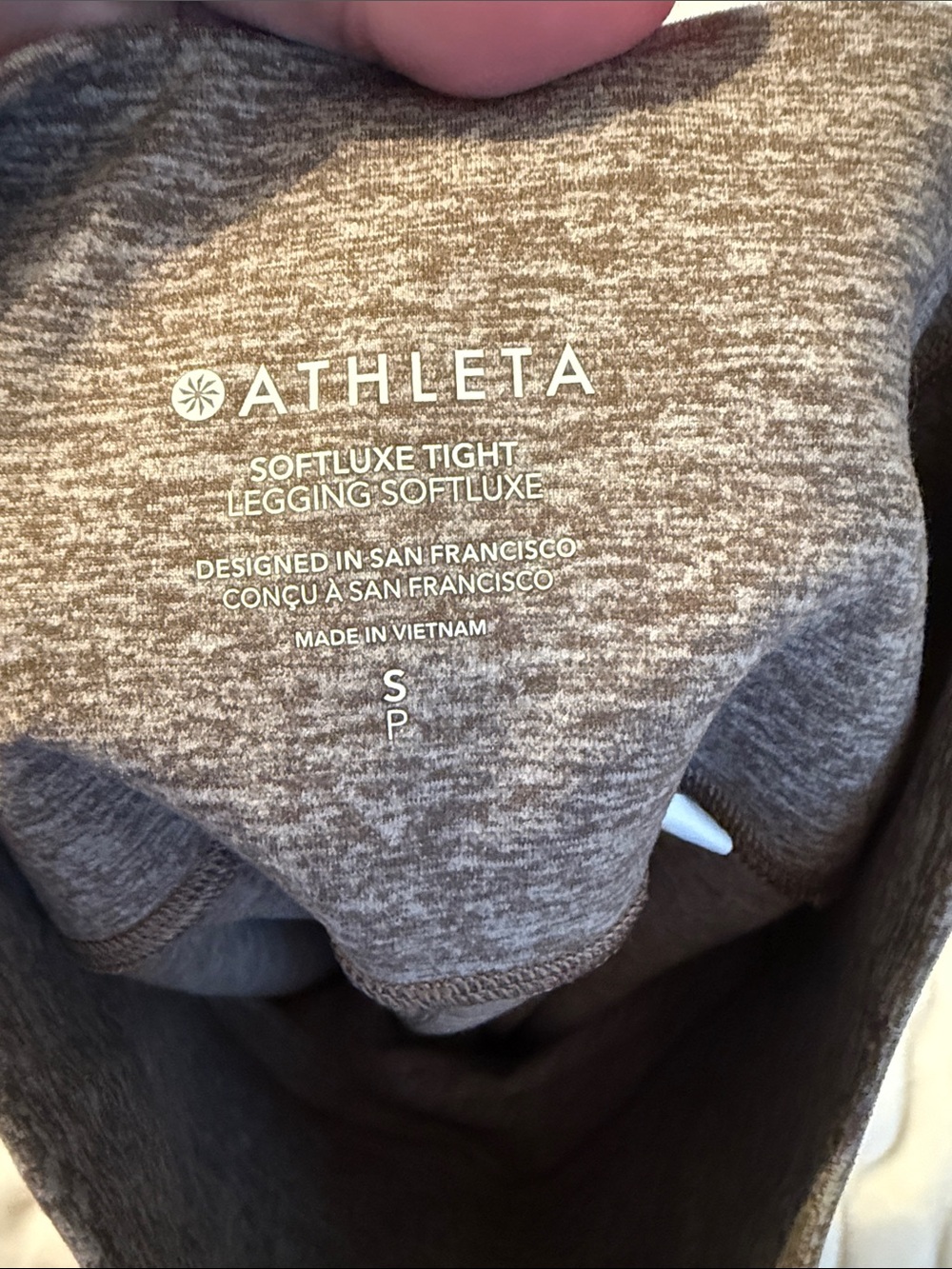 NWOT Size Small Athleta Softluxe Heather Taupe Leggings - Taupe C4 - Picture 2 of 3